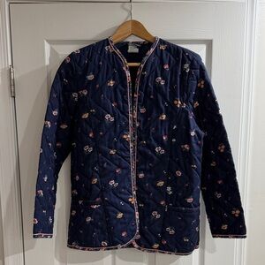Floral Avon Country French Vintage Navy Quilted Women's Jacket